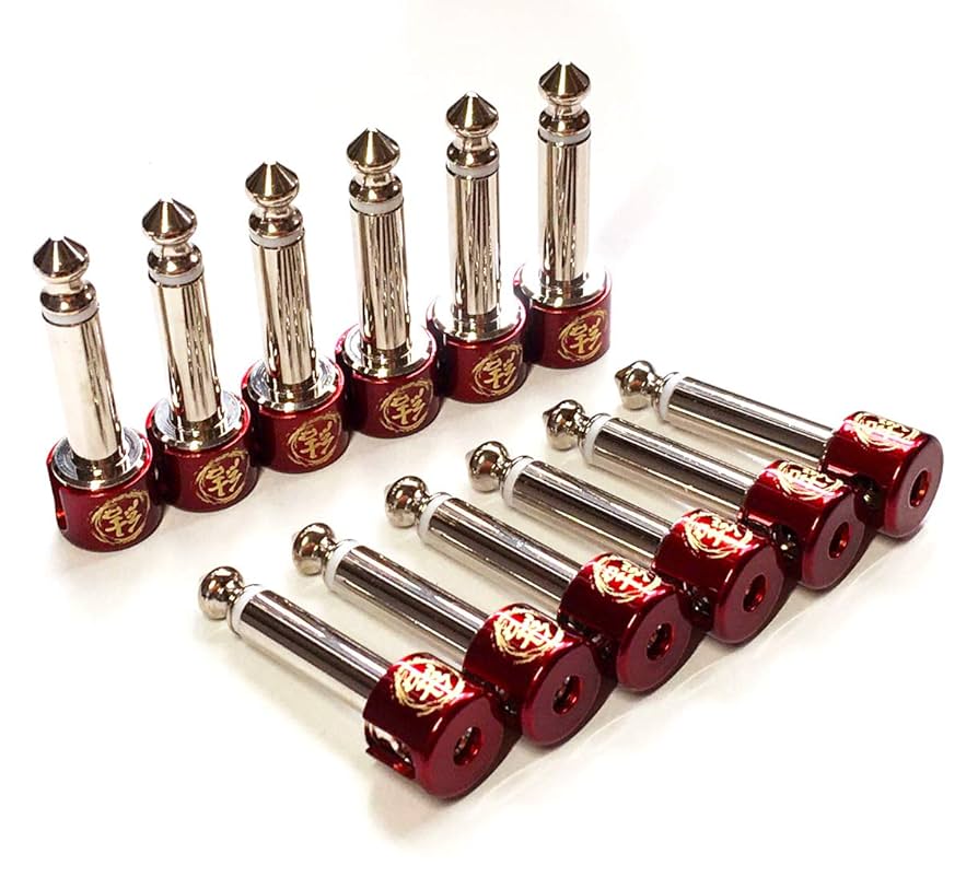 結 ソルダーレスケーブル 赤色キャップ/ゴールドプラグ単体22個 パッチケーブル 結 ソルダーレスケーブル 赤色キャップ/ゴールドプラグ単体22個